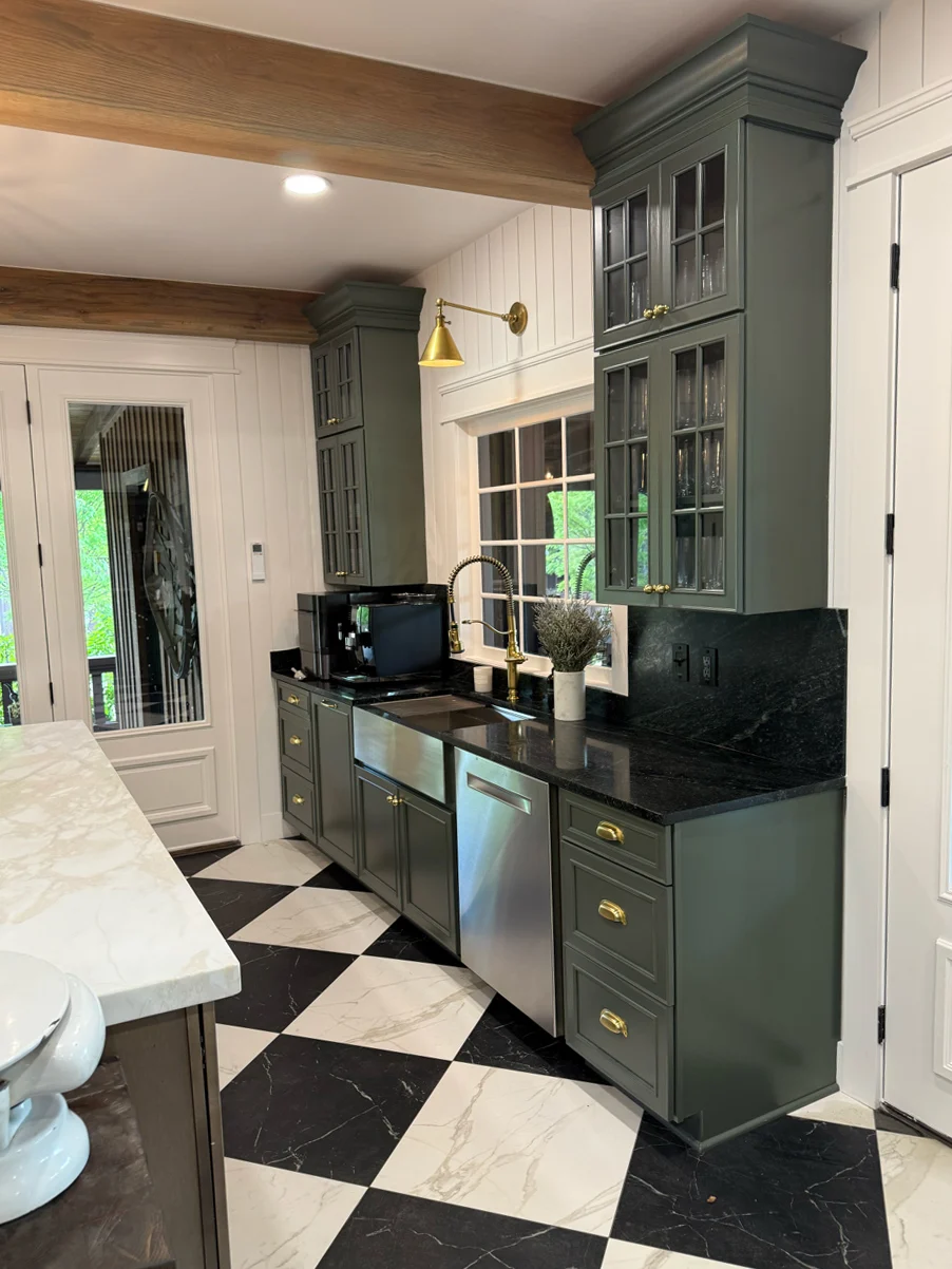 Cortina kitchen sink wall with brass fixtures