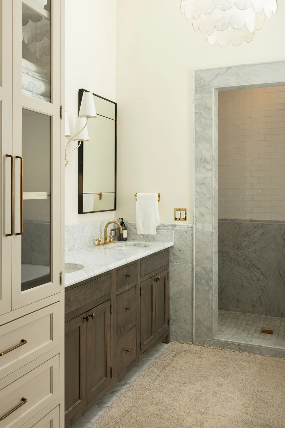 Riverview primary bathroom with double vanity by Soleil Homes