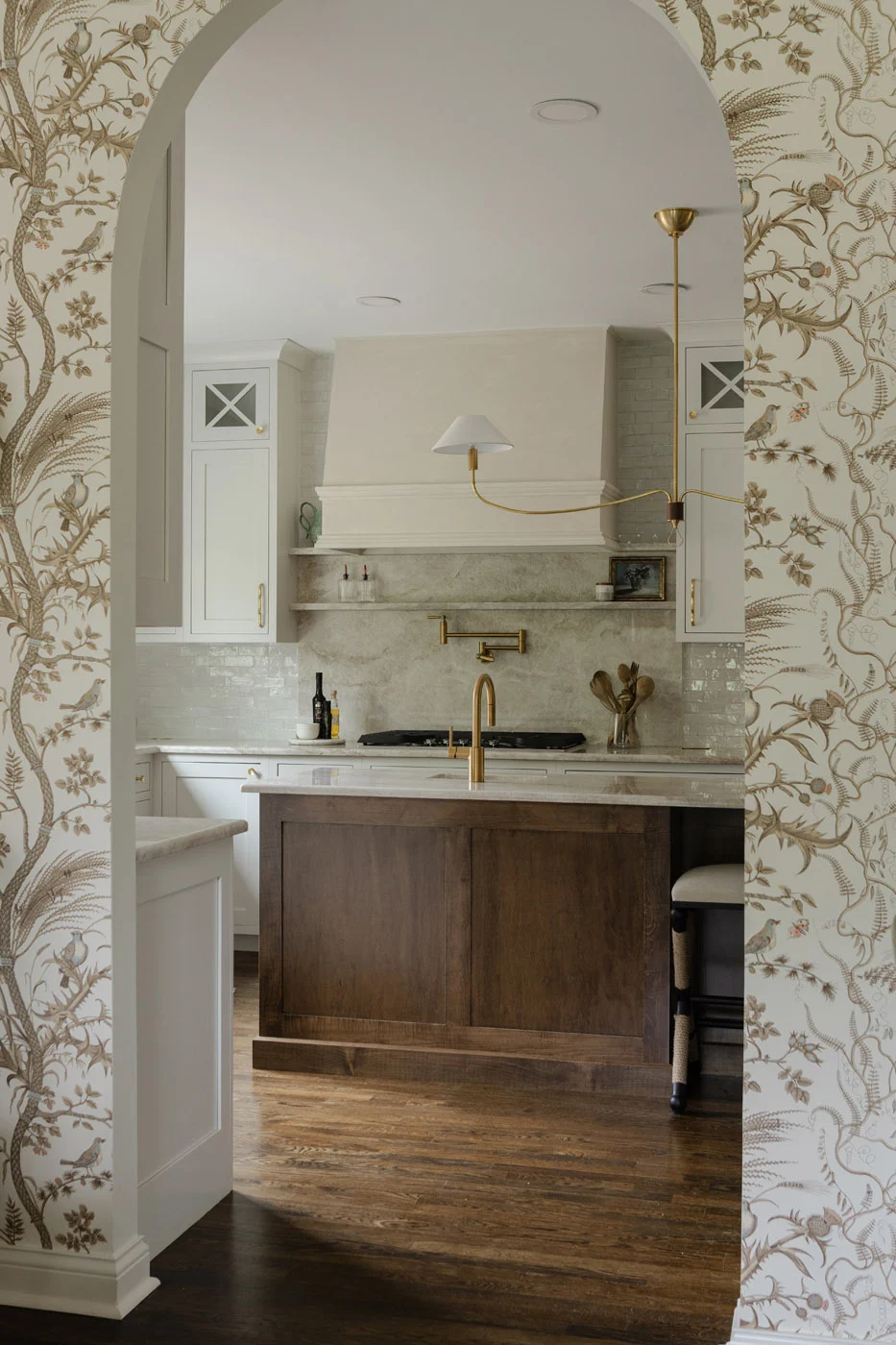 Scotsman Lane kitchen viewed through arched entry